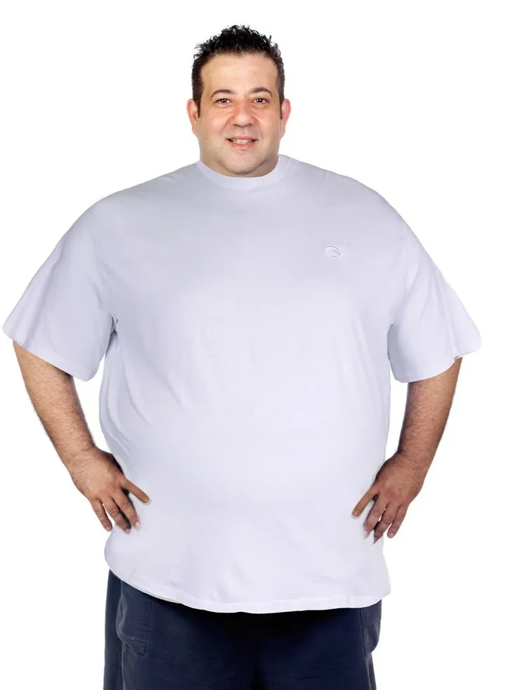 Plus Size Plain White T-Shirt for Men