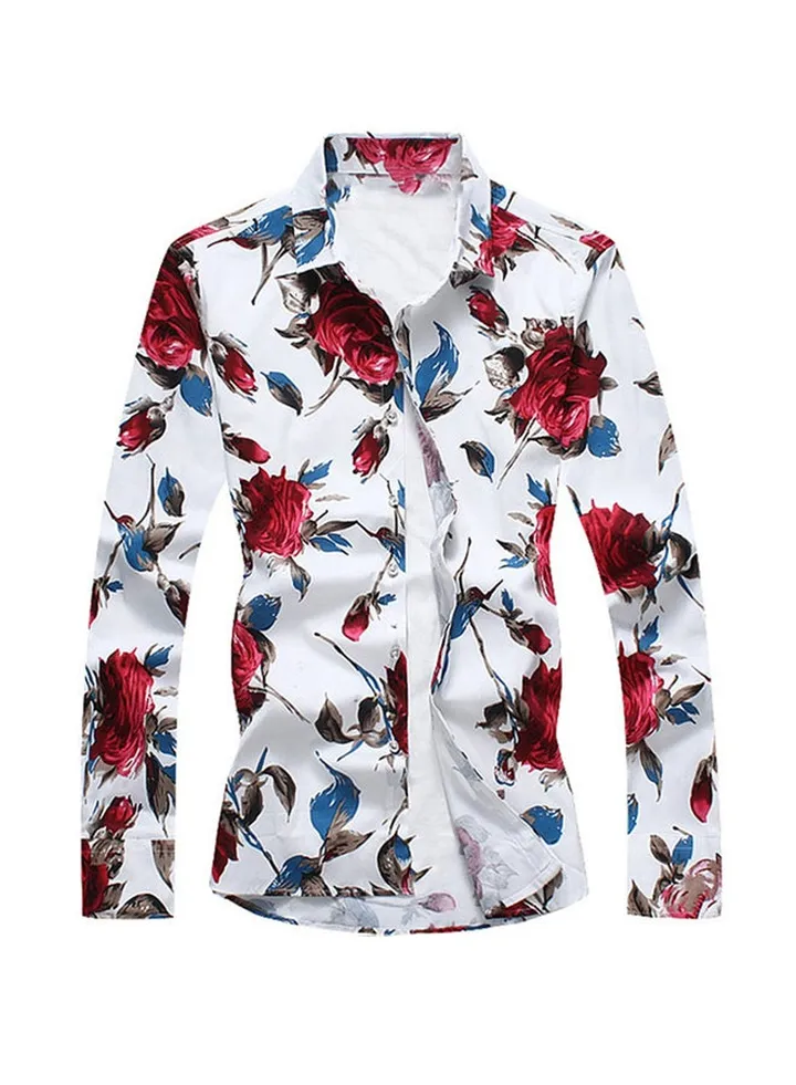 Flower Printed Shirt White/Red/Blue