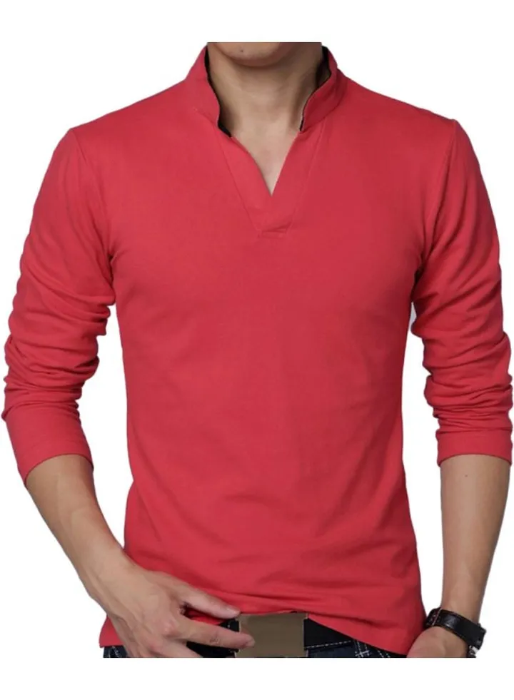 Solid Long Sleeves T-Shirt Red