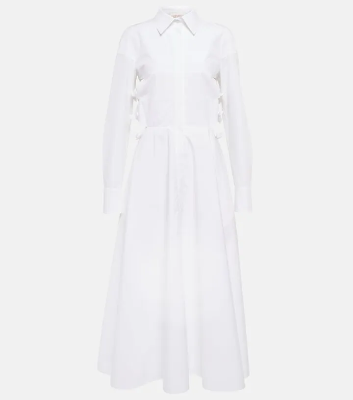 Bow-embellished cotton shirt dress