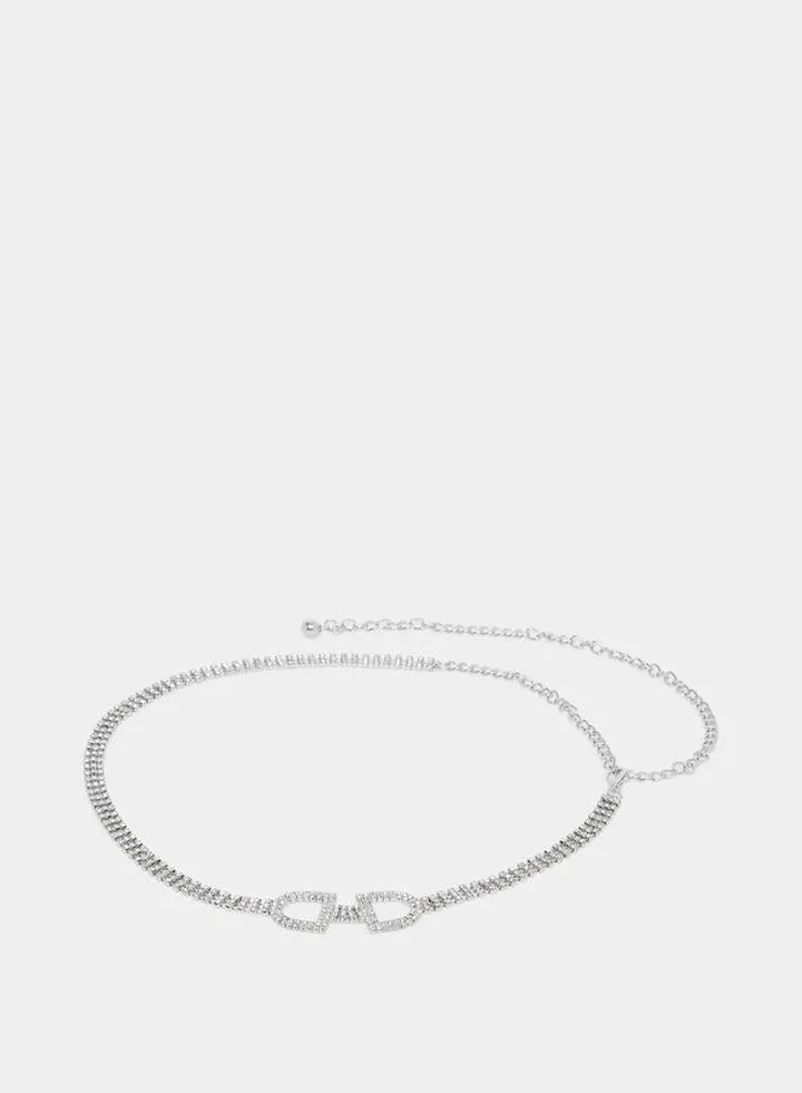 Embellished Chain Drop Belt with Lobster Clasp Closure