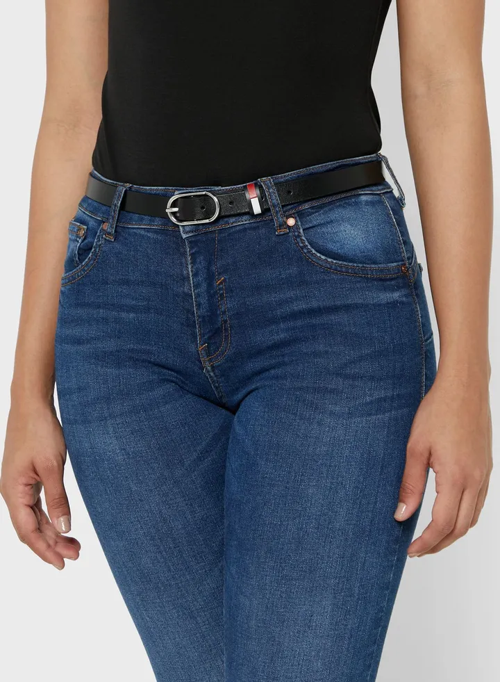 Oval Buckle Leather Belt
