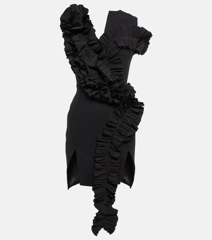 Avery ruffled crepe minidress