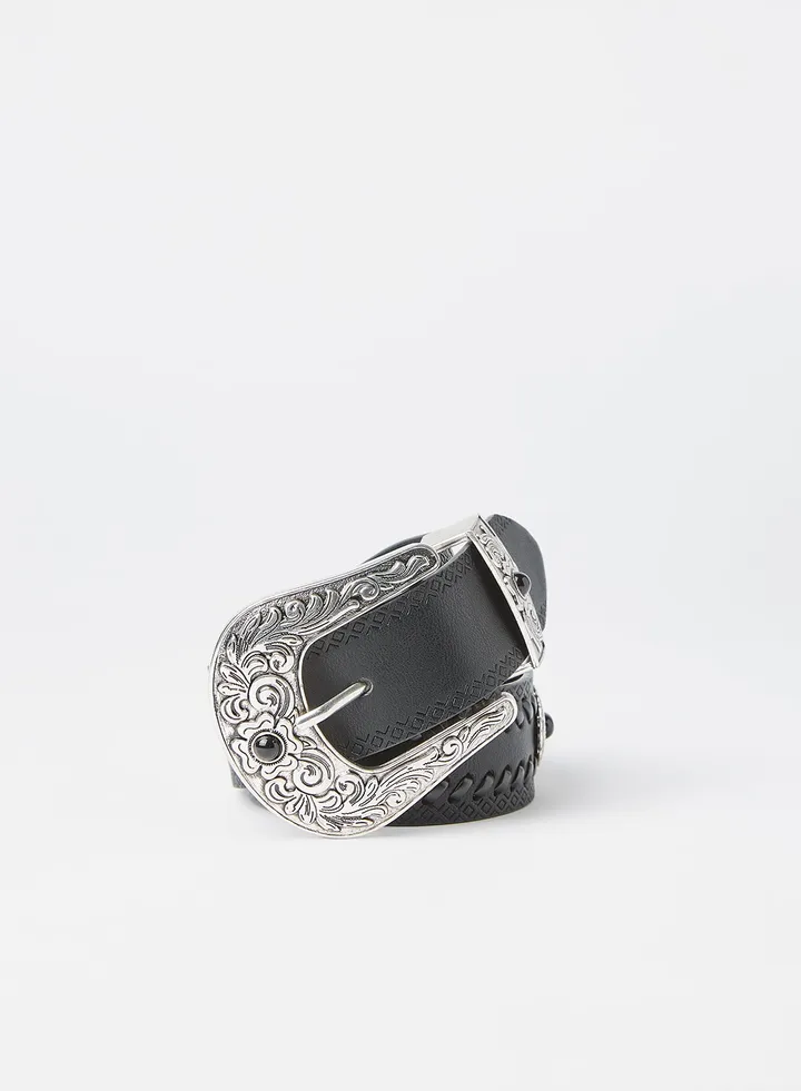Pearl Buckle Belt Black/Silver