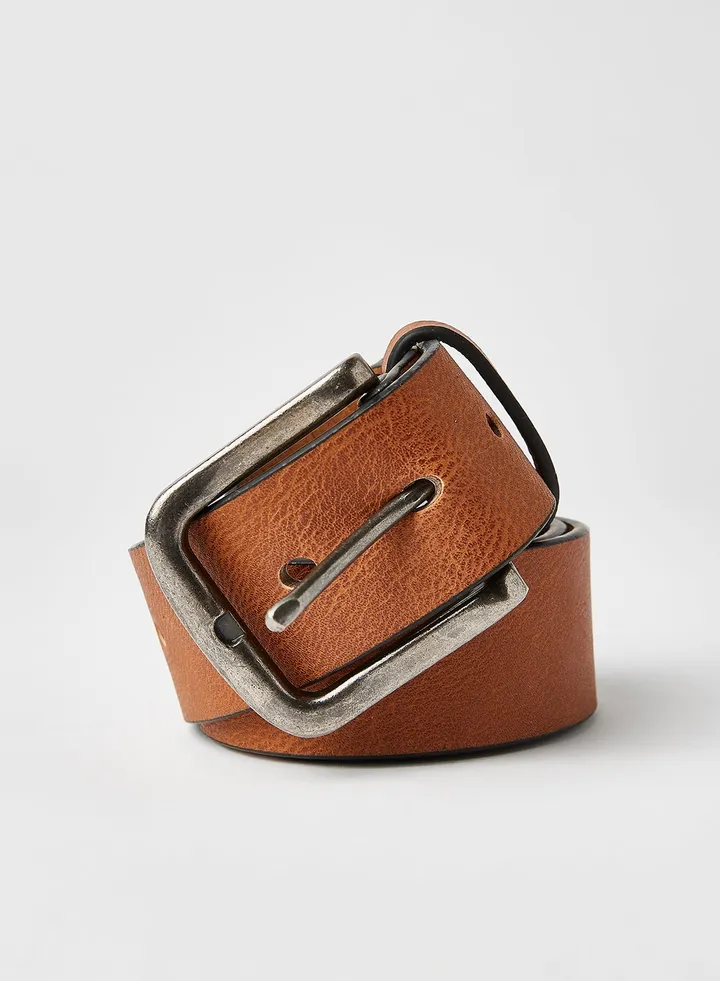 Faux Leather Belt Cognac