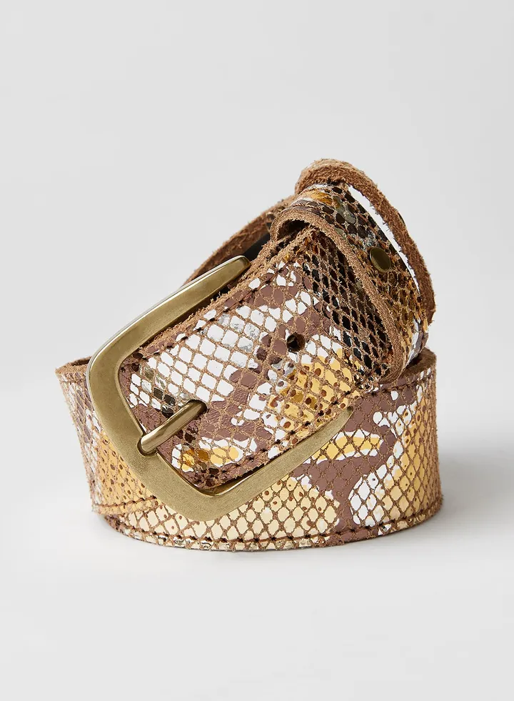 Animal Print Belt Toasted Coconut/Shiny