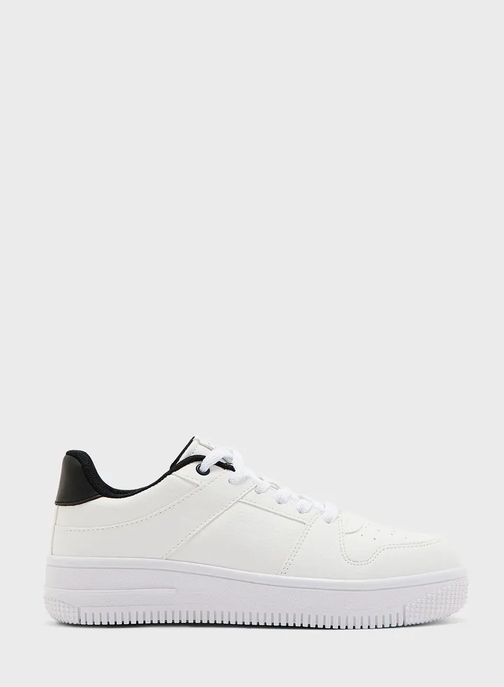 Boy Flat Sole Faux Leather Sneaker