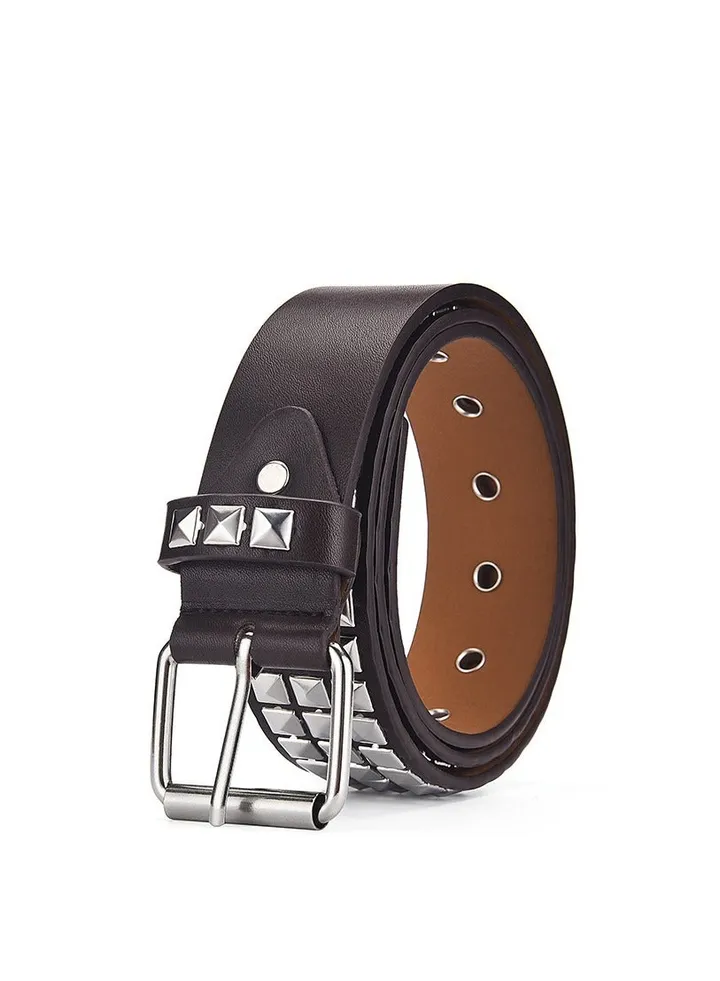 Studded Belt Metal Punk Rock Rivet Belt Square Beads with Bright Pyramid for Women Men