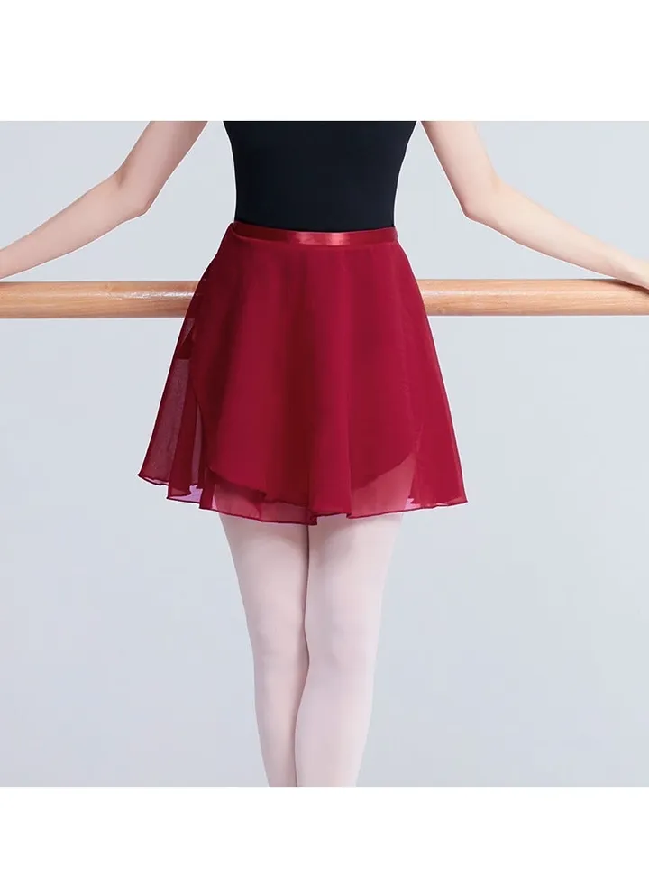 Women Ballet Wrap Skirt Wine Red