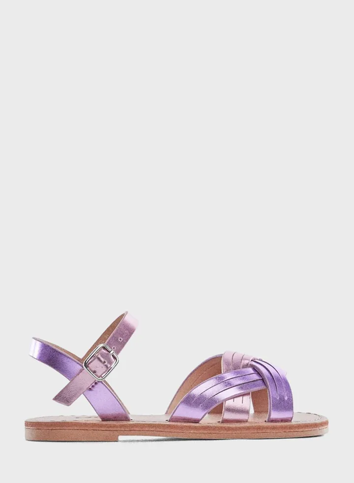 Kids Criss Cross Strap Buckle Sandals