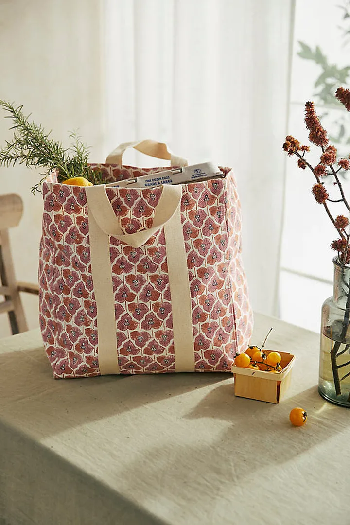 Soil to Studio Aranya Floral Canvas Market Tote Pink
