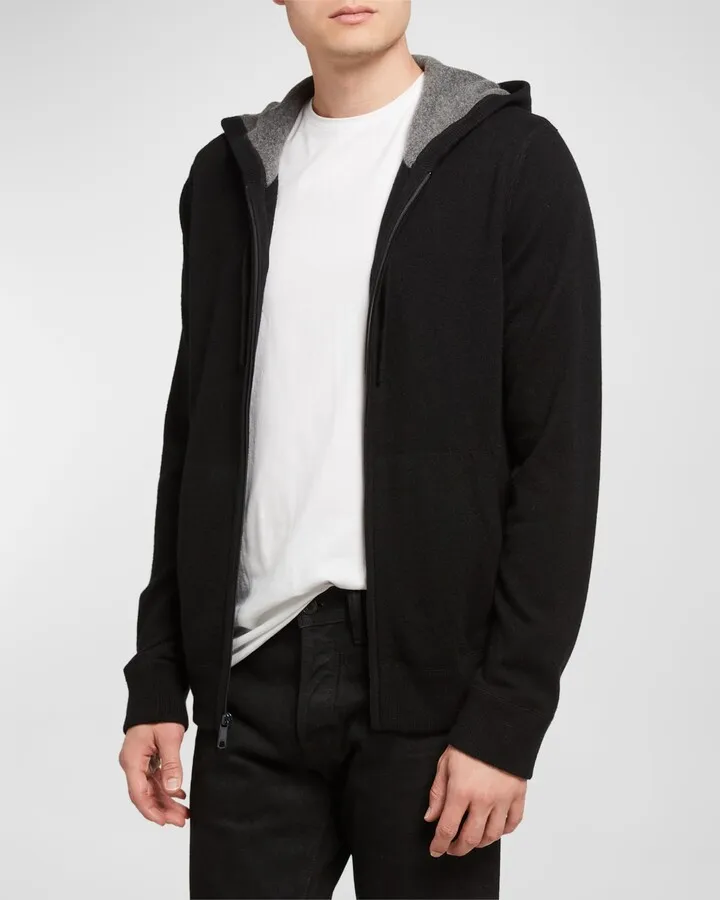 Men's Zip-Front Cashmere Hoodie