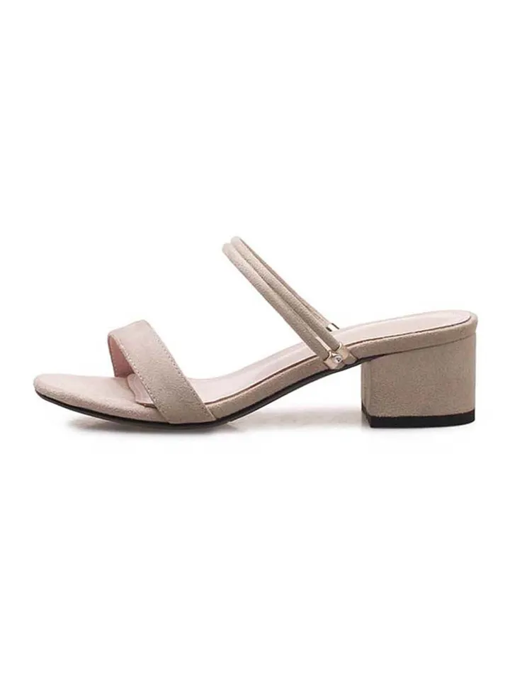 Women Leather Dress Sandals Beige
