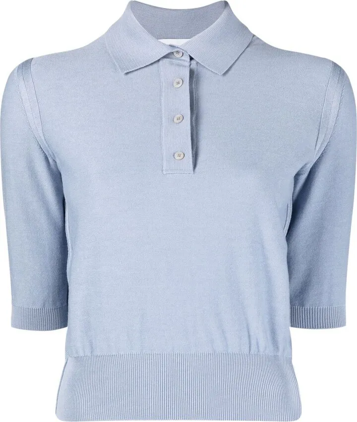Short-Sleeve Knitted Polo Top