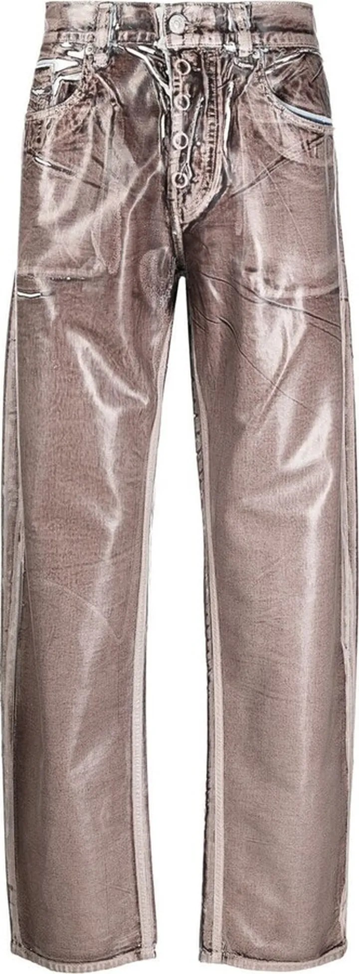 Denim-Print Straight-Leg Trousers