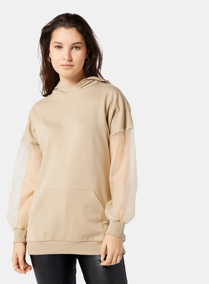 Organza Sleeve Hoodie