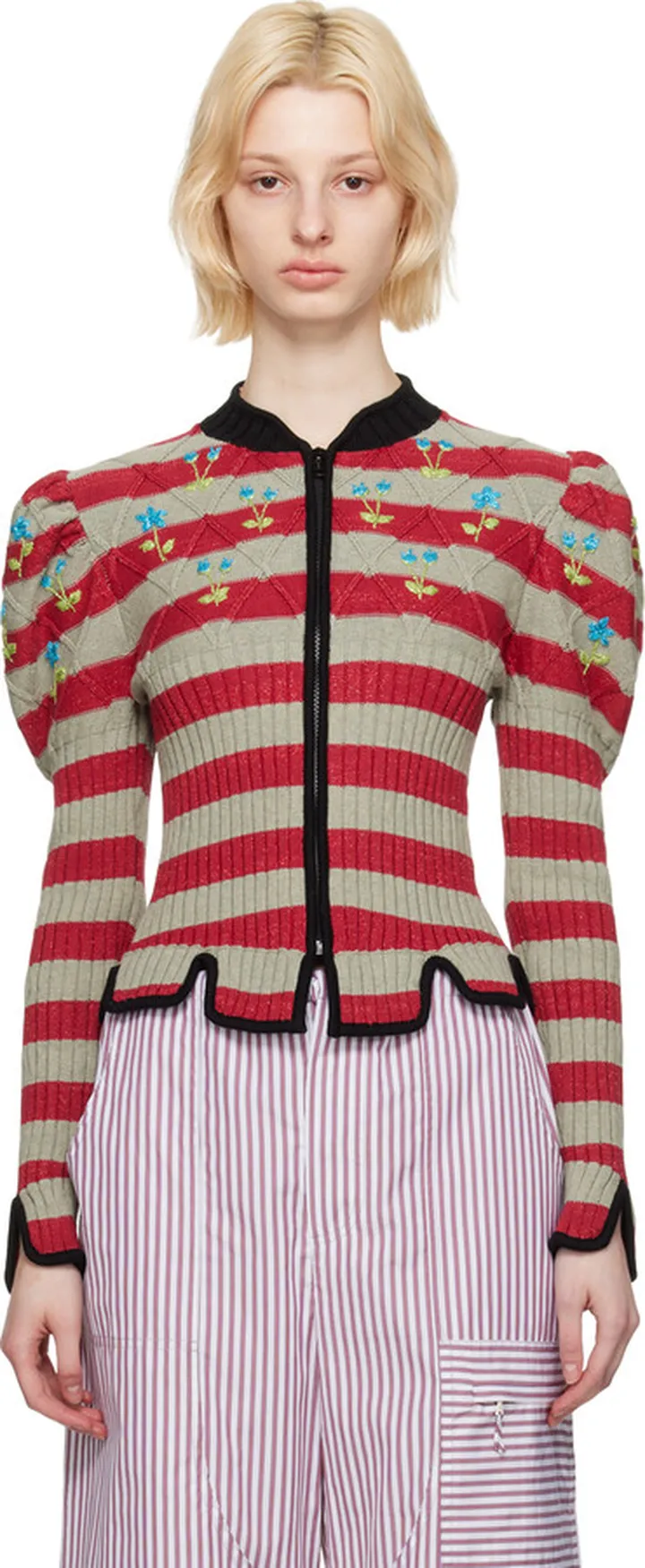 Cormio Beige & Red Divna Cardigan