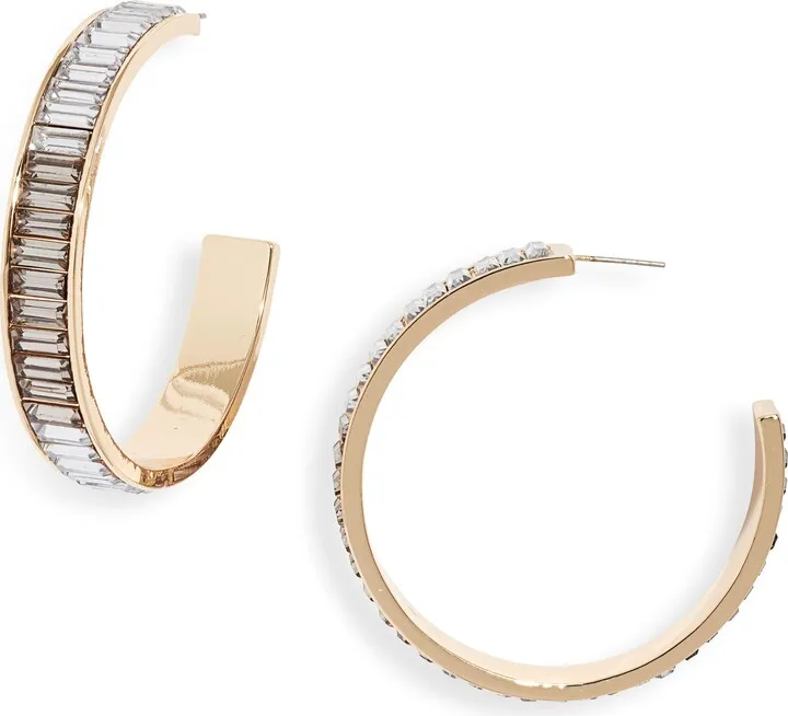 Ombré Baguette Crystal Hoop Earrings