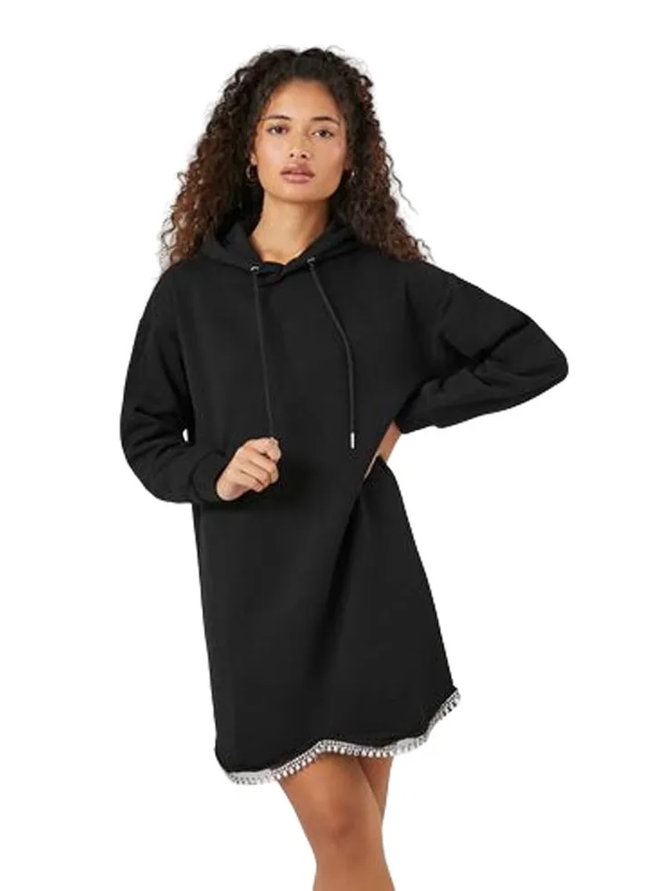 Fleece Faux Gem-Trim Hoodie Dress