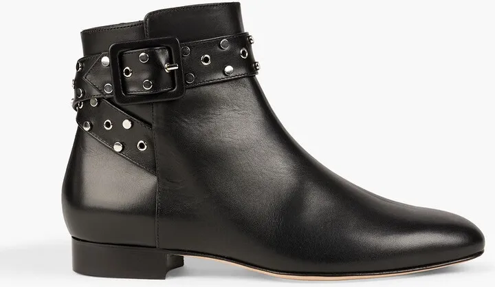 Hallie 20 studded buckled leather ankle boots