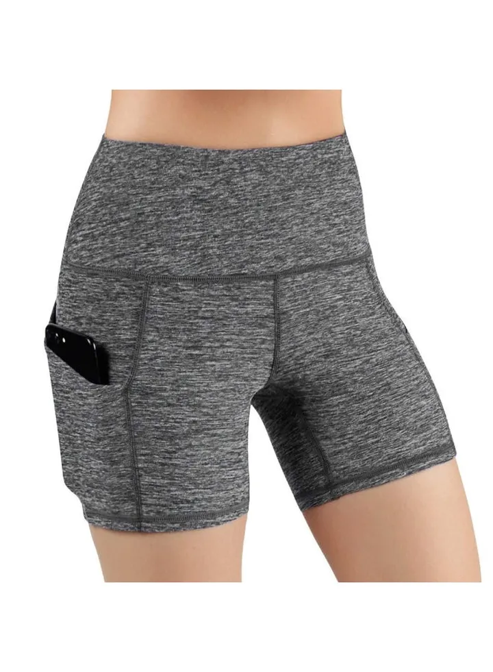 Comfortable High Waist Yoga Shorts Grey