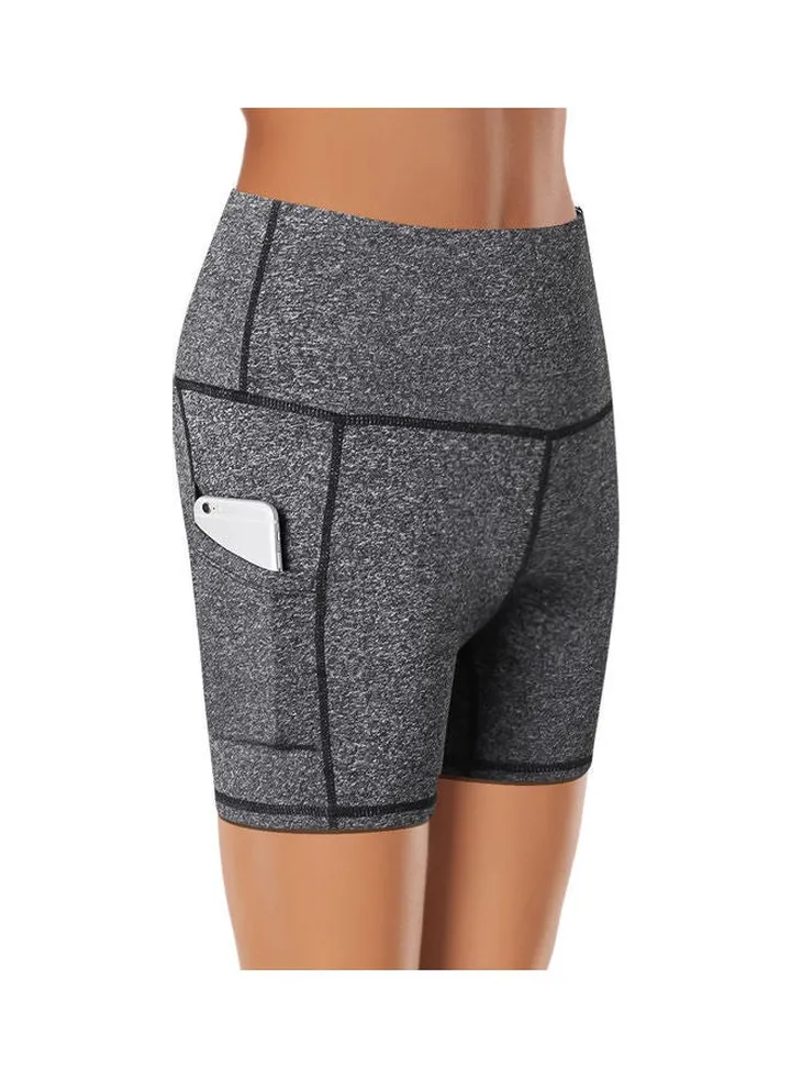 Comfortable High Waist Yoga Shorts Dark Grey
