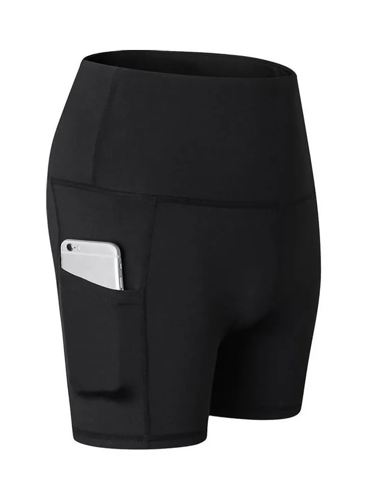 Comfortable High Waist Yoga Shorts Black