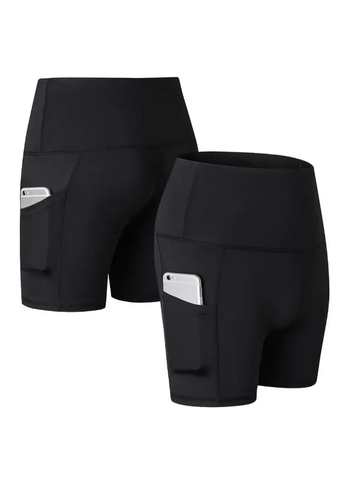 Comfortable High Waist Yoga Shorts Black