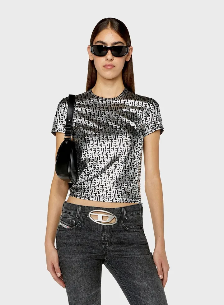 Crew Neck Printed Crop Top