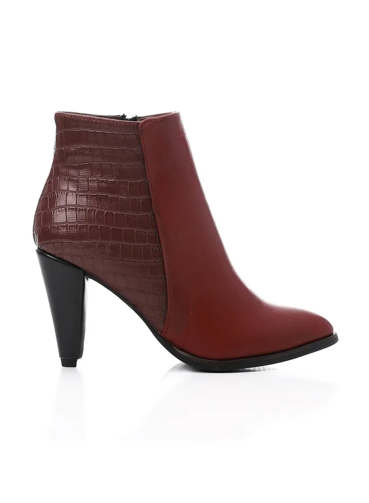 High Heels Simple Ankle Boot - Red