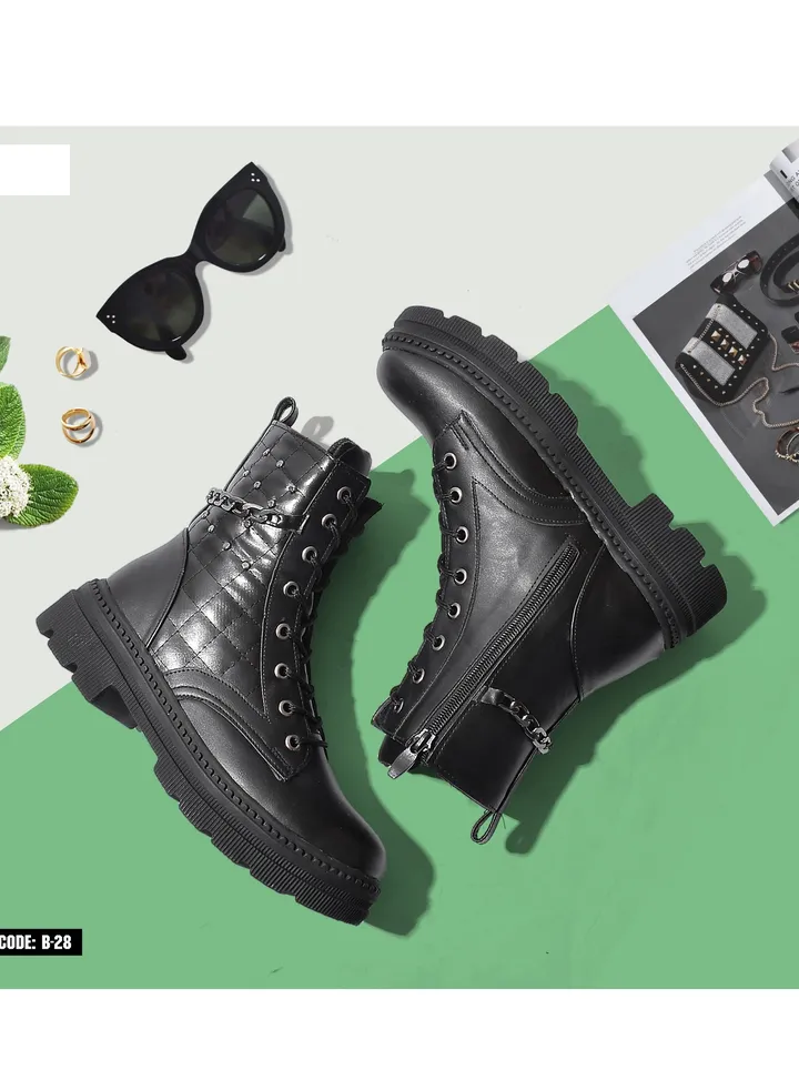 Half Boot Leather Capotine Series -Black