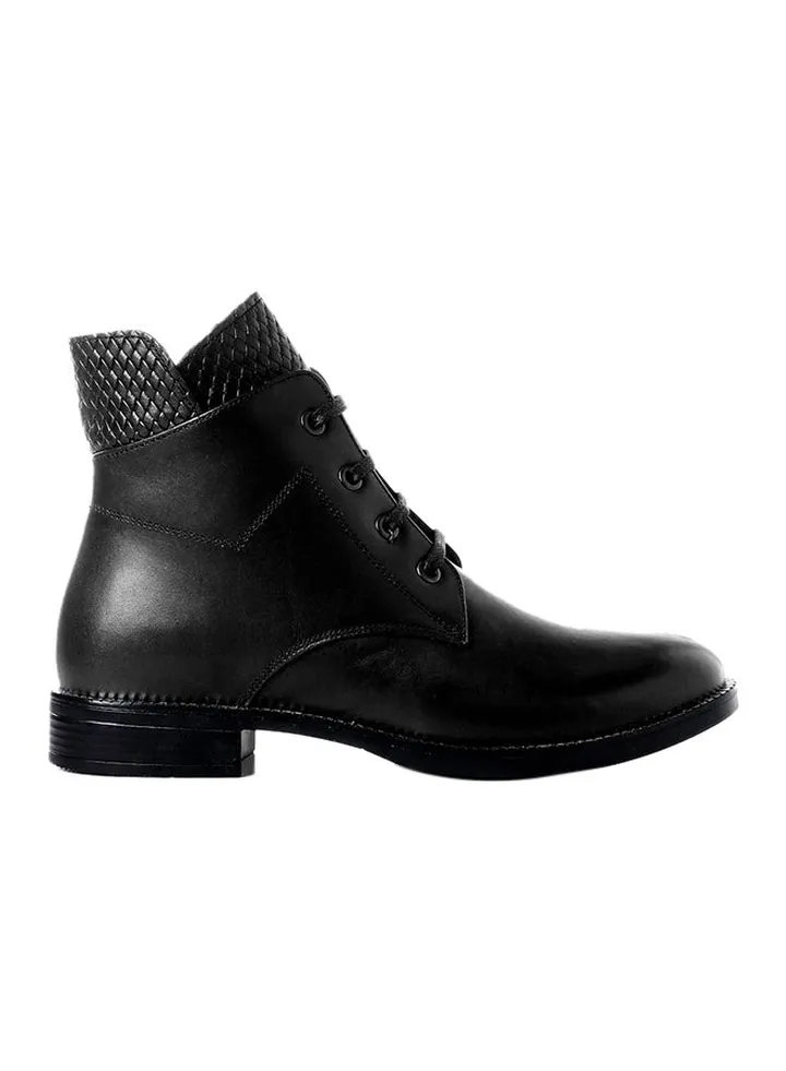 Leather Lace Up Ankle Boot Black