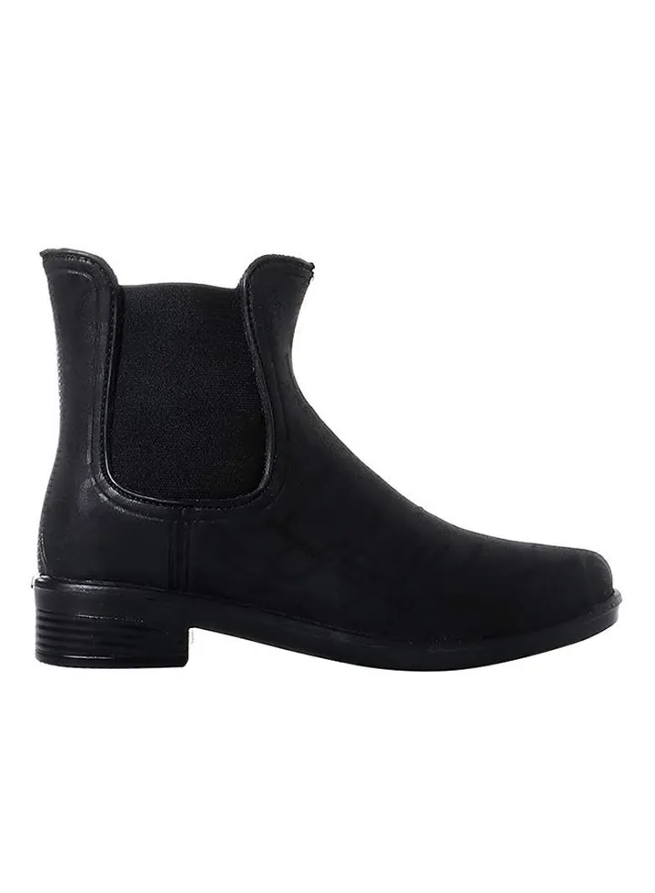 Printed Rubber Ankle Boot Black
