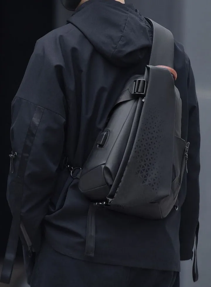 Functional crossbody bag men's bag new large capacity shoulder bag motorcycle backpack chest bag