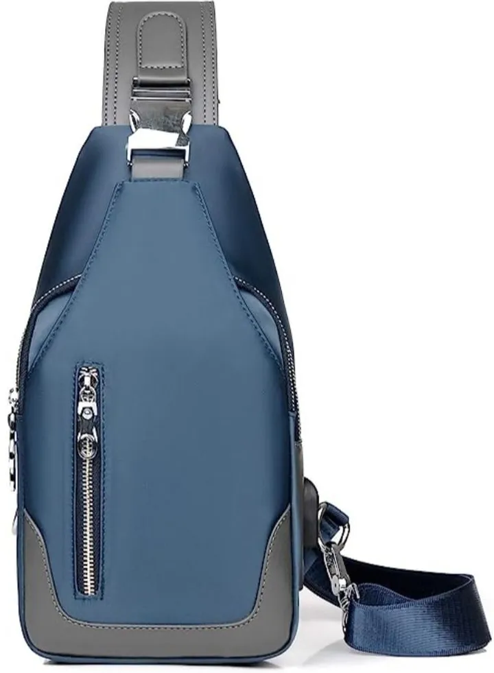 Chest Pack Men Casual Shoulder Crossbody Bag USB Charging Chest Bag Waterproof Oxford Travel Sling Bag Messenger Bag Male