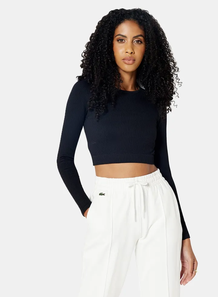 Long Sleeve Crop Top Black