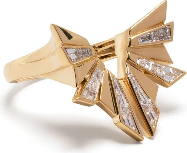 18K Yellow Gold Cocktail Outer Diamond Ring