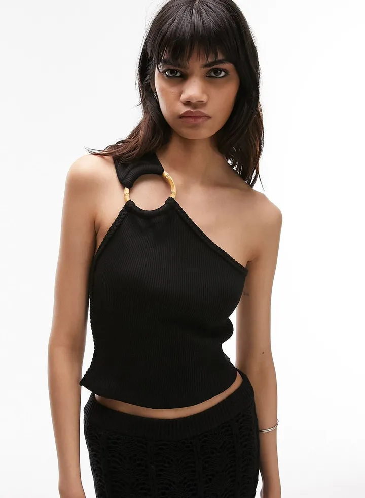 Ring Detail Ribbed Crop Top