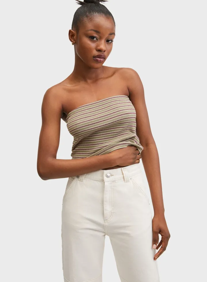 Ribbed Bandeau Crop Top