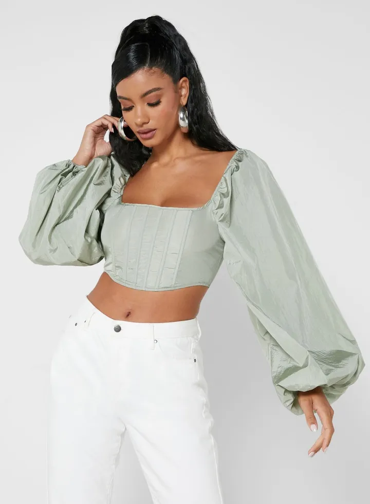 Balloon Sleeve Corset Top