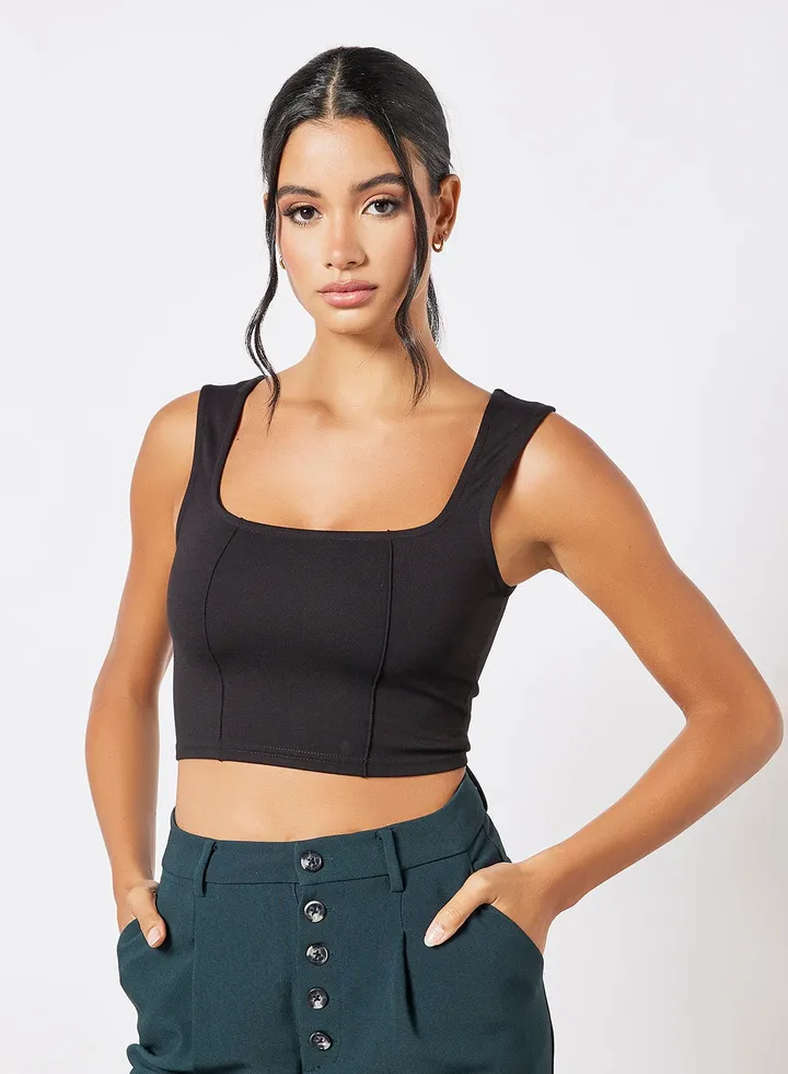 Jersey Crop Top Black