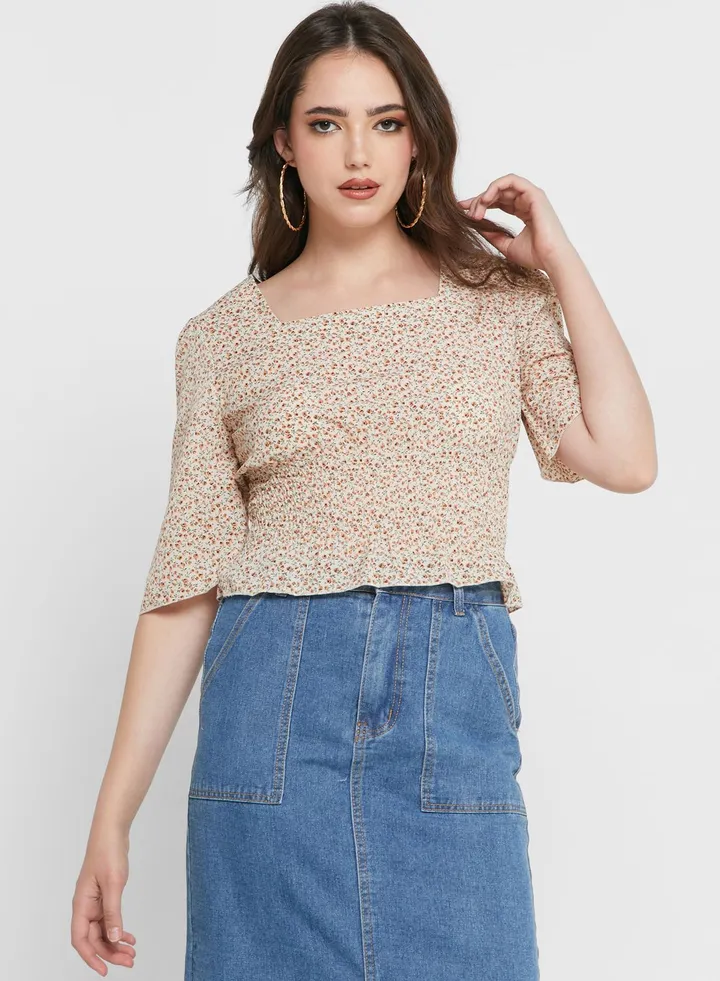 Wide Sleeve Bodycon Crop Top