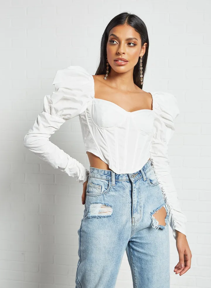 Corset Crop Top White