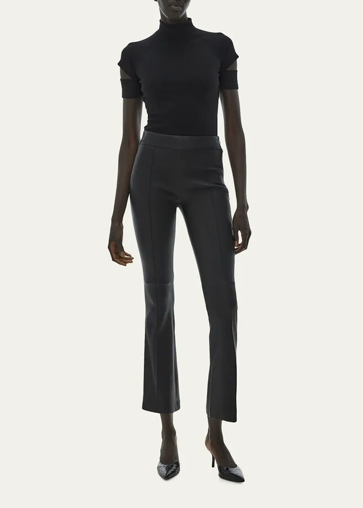 Cropped Flare Leather Pants