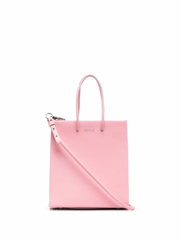 Short leather tote bag