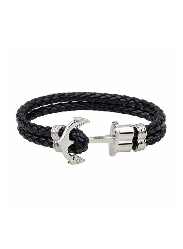 Titanium Anchore Design Braided Bracelet