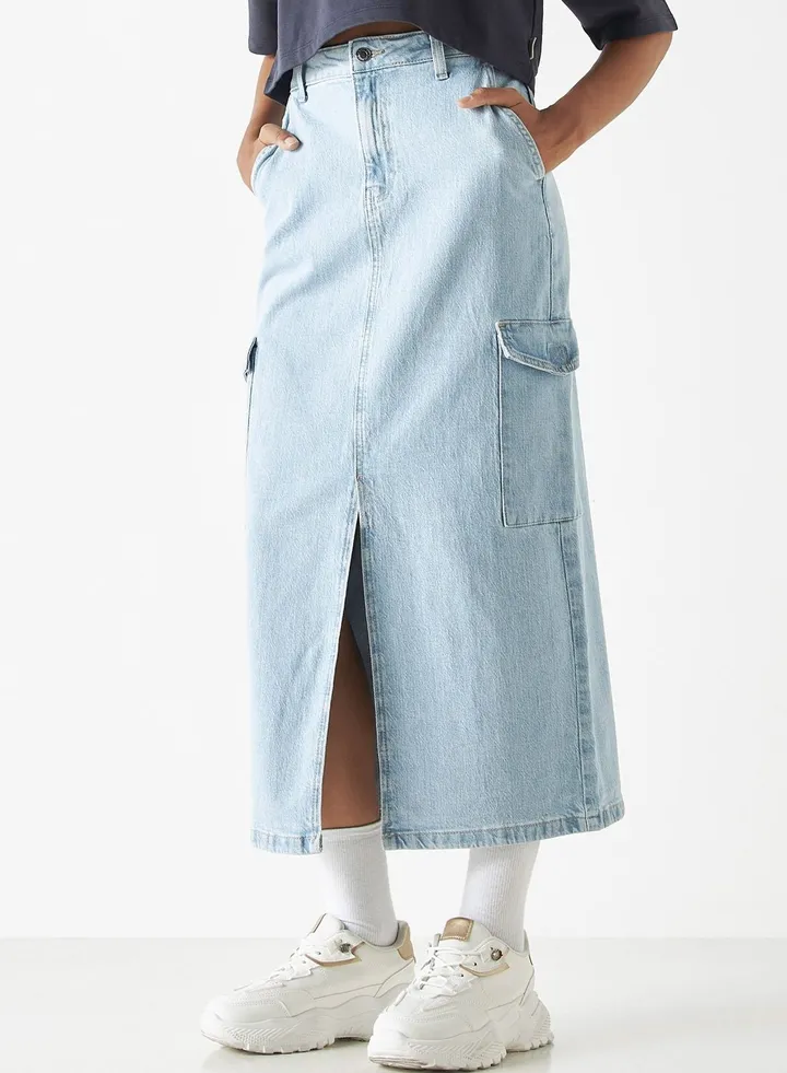 Pocket Detail High Waist Skirt