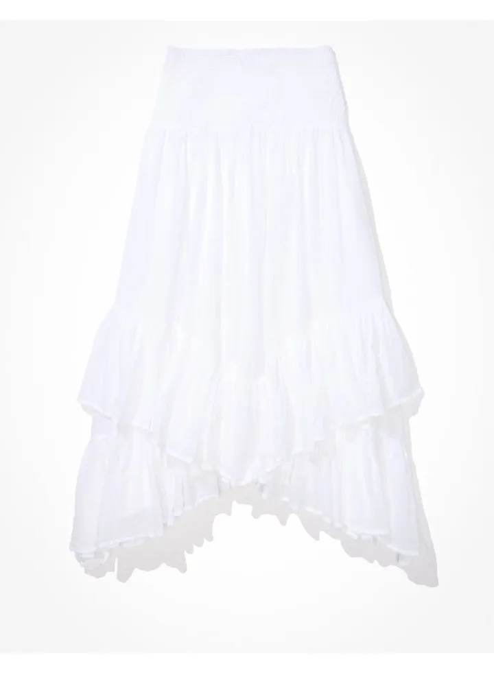 AE Smocked High-Low Midi Skirt