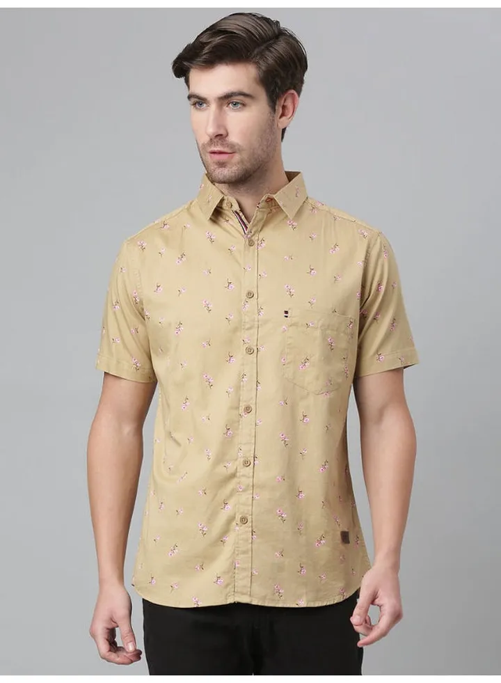 All-Over Printed Short Sleeve Shirt Sand