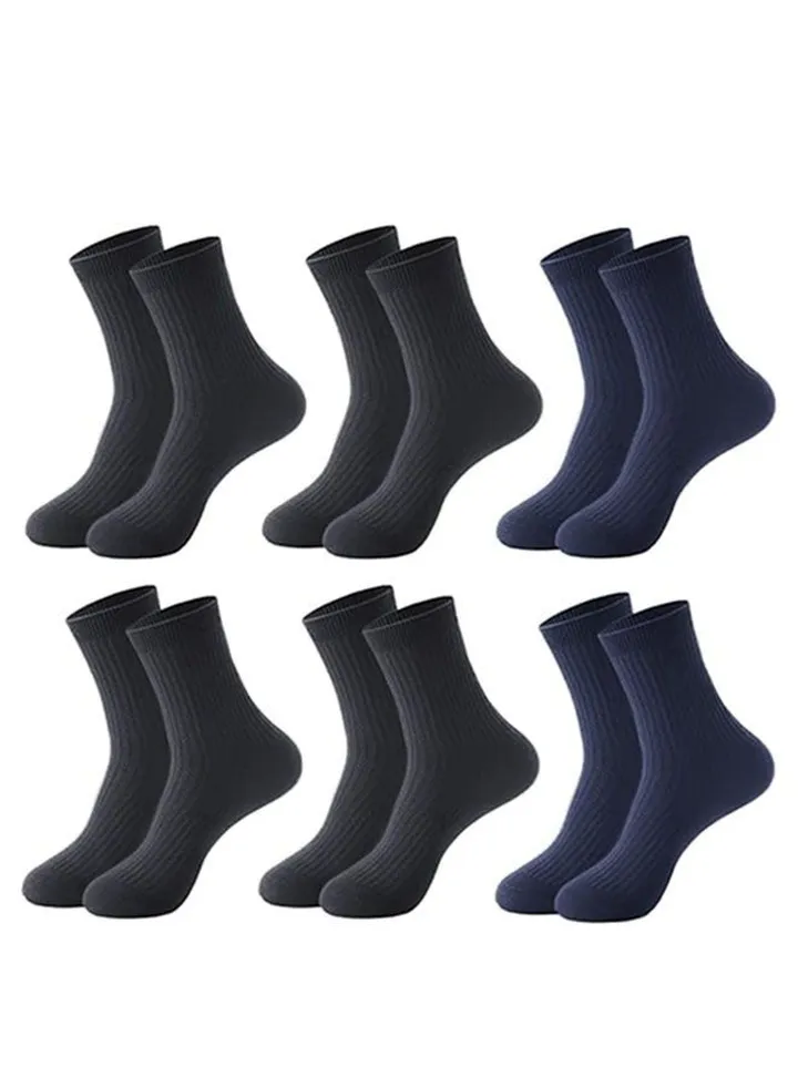 Pack of 6 Mens Vertical Stripes Crew Socks